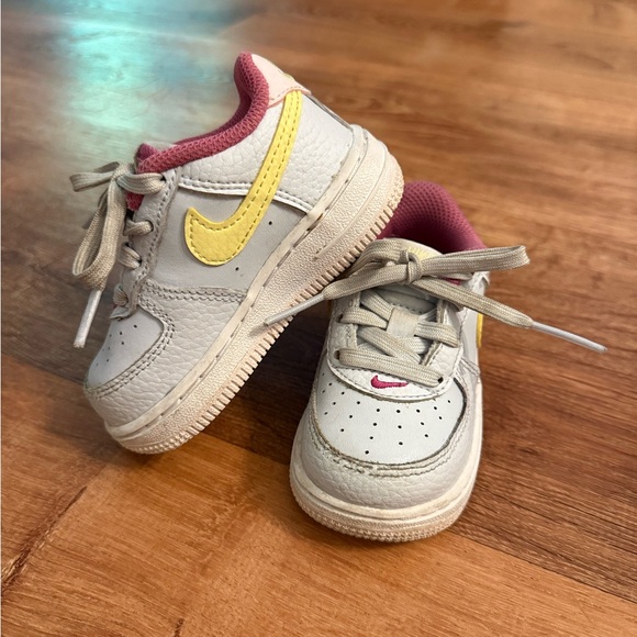 Toddler Nike Air Forces - White, Yellow, and Pink - Picture 1 of 6